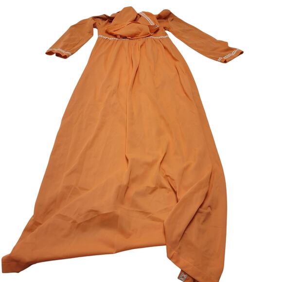 Vintage 2 piece Formfit Rogers orange lace long empire nightgown robe jacket - Picture 10 of 11